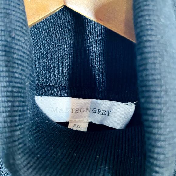 Madison Grey Turtleneck Top Long Sleeve Stripe Casual Mock Neck Tee - PXL - Picture 3 of 4